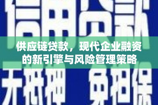 墨江供应链贷款，现代企业融资的新引擎与风险管理策略
