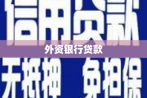 墨江外资银行贷款