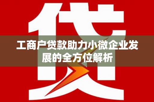 墨江工商户贷款助力小微企业发展的全方位解析