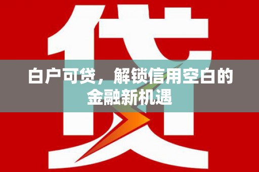 墨江白户可贷，解锁信用空白的金融新机遇
