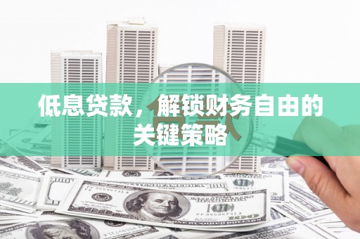 墨江低息贷款，解锁财务自由的关键策略