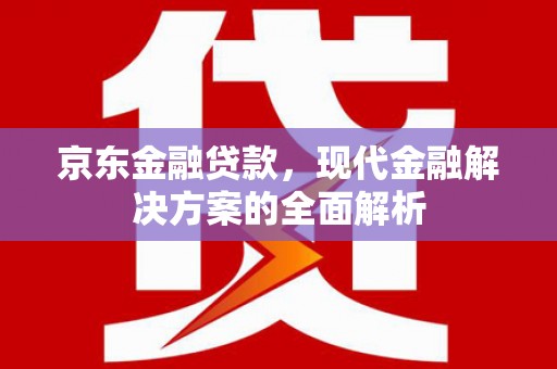 墨江京东金融贷款，现代金融解决方案的全面解析