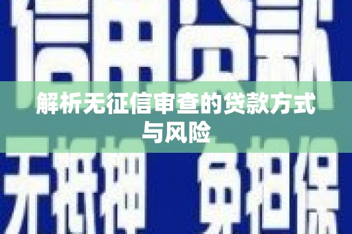 墨江解析无征信审查的贷款方式与风险