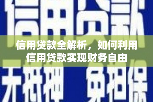 墨江信用贷款全解析，如何利用信用贷款实现财务自由